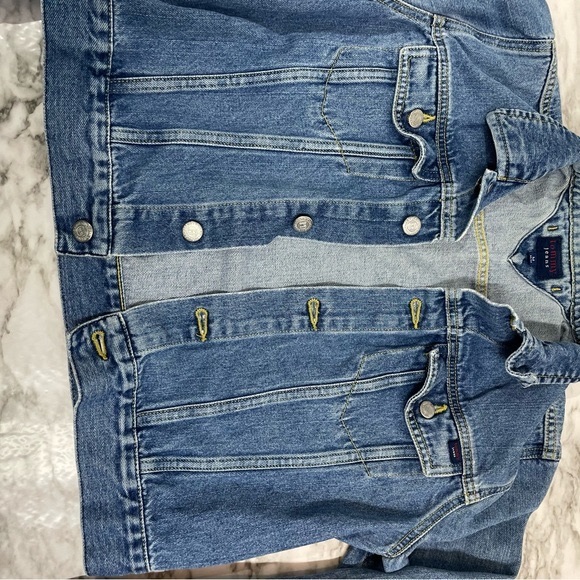 Tommy Jeans Women’s Vintage Y2K 90’s Cropped Denim Trucker Jacket Size Medium - Picture 3 of 7